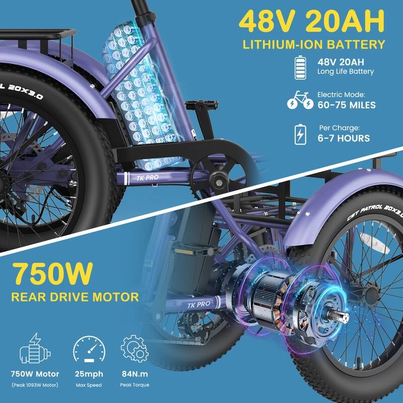 Folding Electric Tricycle for Adults, w/ Basket and Removable Battery