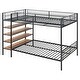 preview thumbnail 5 of 26, Twin Over Full Metal Bunk Bed with 5-Tier Shelves, Heavy Duty Bunk Bed Frame with Built-In Stairs & Mesh Guardrails