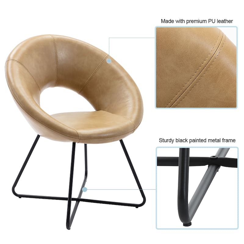 Modern Faux Leather Upholstered Accent Chair Vanity Leisure Chair