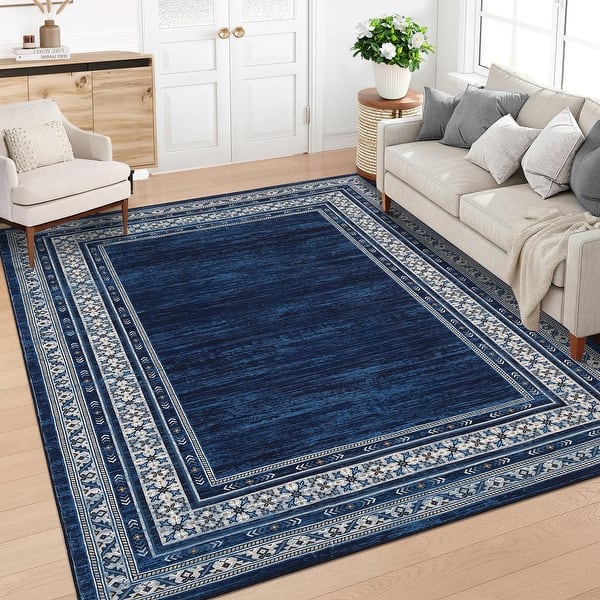 Garvee Vintage Floral Geometric Bordered Area Rug - Bed Bath & Beyond ...