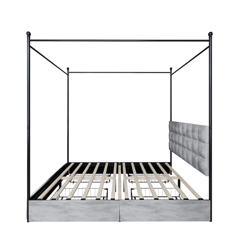Clayfell Hobart Upholstered Metal Storage Canopy Bed