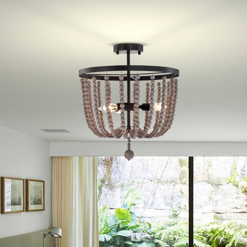 Roxelana 18 Inch Bohemian Semi-Flush Mount Ceiling Lighted Chandelier