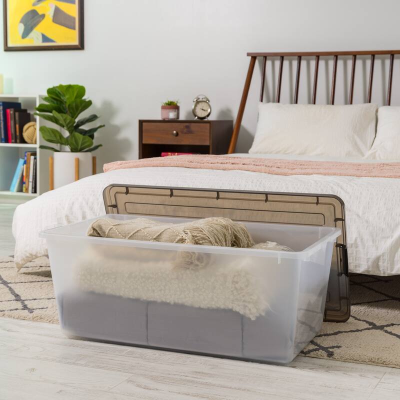 IRIS USA® Clear Boxes 91 Qt Buckle Lid - Gray - Set of 4