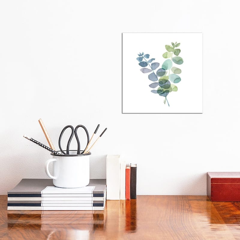 iCanvas "Natural Inspiration Blue Eucalyptus on White I" by Tara Reed Canvas Print - 12x12x1.5