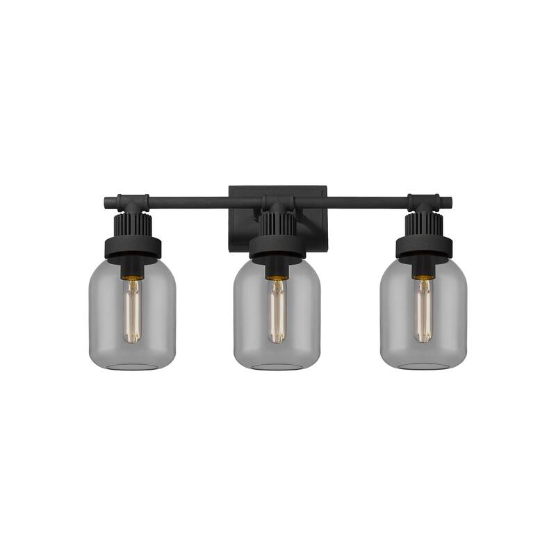 Innovations Lighting Somers - 3 Light 6" Wall-Mounted Bath Vanity Light - Plated Smoke Glass/Textured Black
