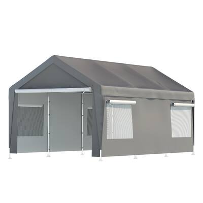 10 ft x 20 ft Outdoor Galvanized Carport Garage Canopy Party Tent