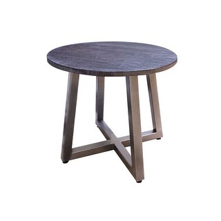 Rome 26 Inch Side End Table Pine Wood Crossed Iron Base Rich Brown Wood ...