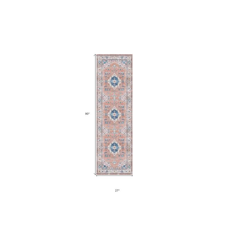 Fife Power Loomed Distressed Abstract Non Skid Stain Resistant Low Pile Area Rug By HomeRoots - 90' X '27' X '0.25