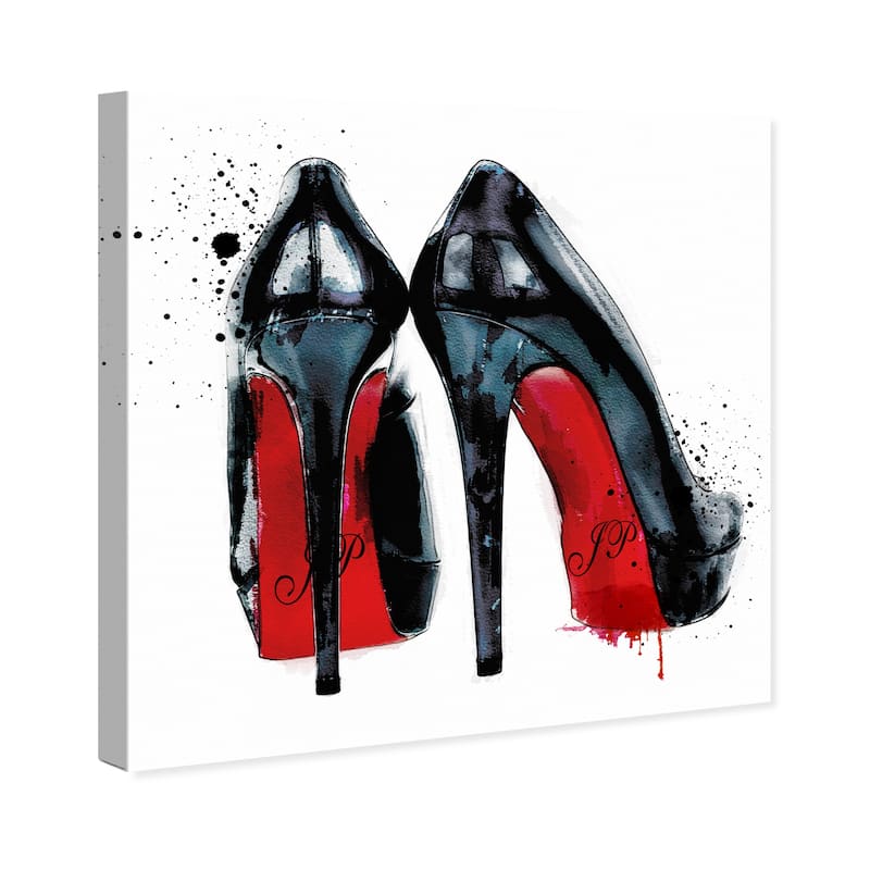 Wynwood Studio Canvas Fashion and Glam Red Pumps Black and Glam Wall Art Canvas Print