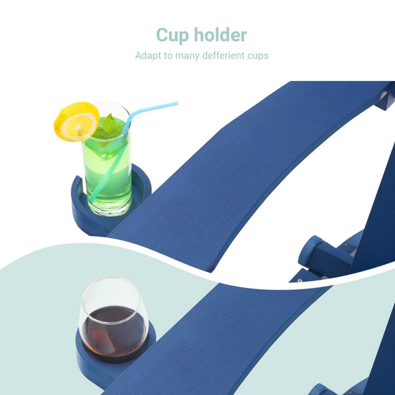 LIVOOSUN Outdoor Folding Adirondack Chair w/Cup Holder Set of 2 or 4