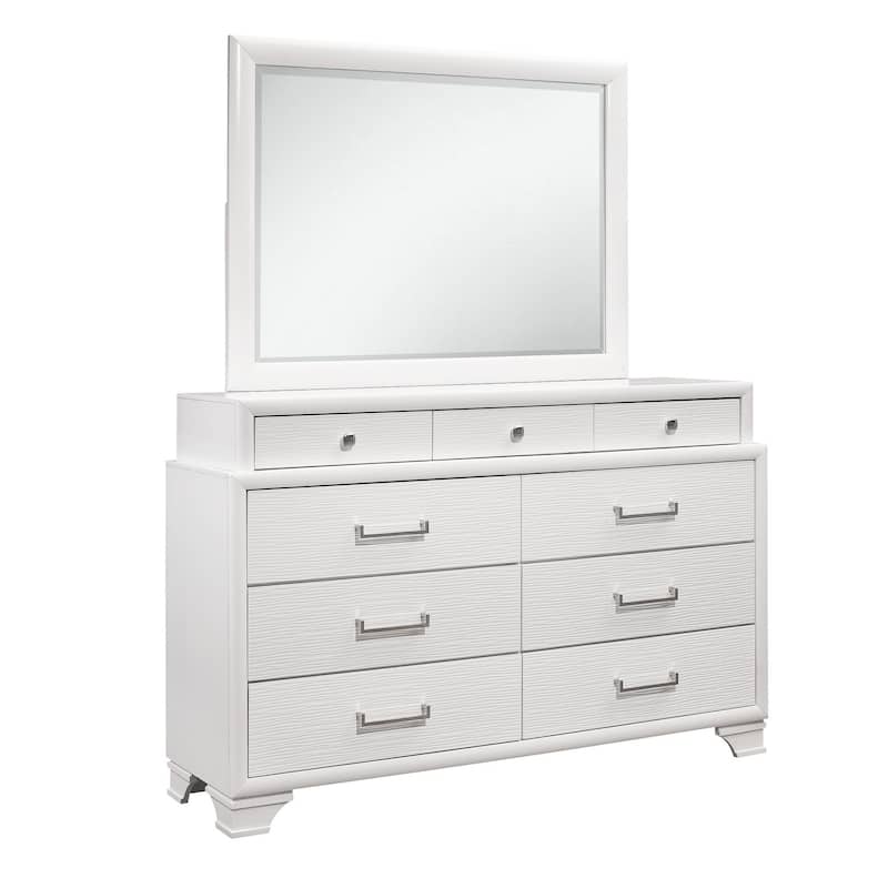 HomeRoots 59" Gray Solid Wood Nine Drawer Double Dresser