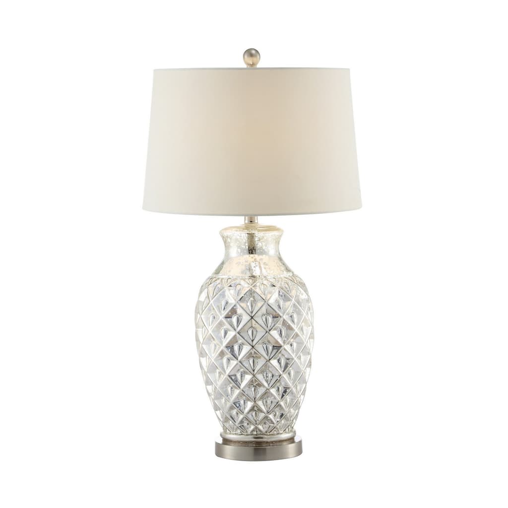 30 Inch Table Lamp with Diamond Textured Base, Set of 2, Glass, Clear
