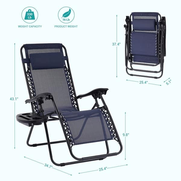 dimension image slide 0 of 6, Bonosuki Patio Zero Gravity Chair Foldable Recliner Lounge Chair