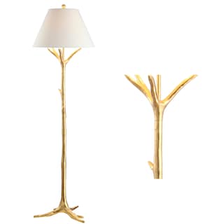 Selina 63.5" Faux Bois Resin LED Floor Lamp, Gold Leaf by JONATHAN  Y