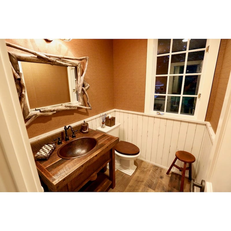 20-in Master Bath Oval Self Rimming Hammered Copper Bathroom Sink (LO20RDB)