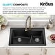 preview thumbnail 7 of 33, KRAUS Quarza Granite 33 inch 60/40 Undermount Drop-in Kitchen Sink