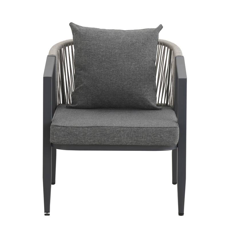 4-Piece Outdoor Patio Seating Set with Iron Frame, Cushioned Double and Single Chairs, and Matching Table