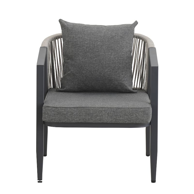 Durable Outdoor Seating Set with Iron Frame Cushions and Table for Patios Lawns and Poolsides Gray