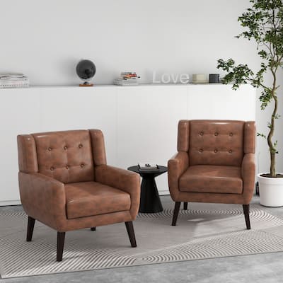 PU Leather Accent Chair Upholstered Armchair Set of 2