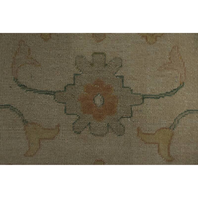 Hand Knotted Oriental 100% Wool Carpet Transitional Floral Beige & Ivories Oushak Area Rug - 12' 9'' X 9' 7''