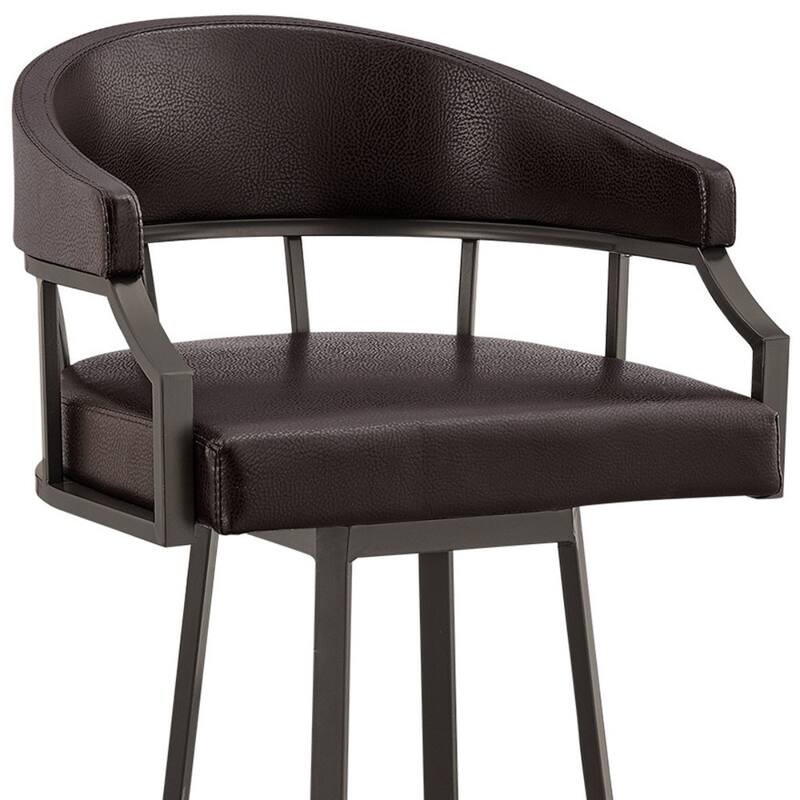 Faux Leather Swivel Bar Chair with Iron Frame and Footrest