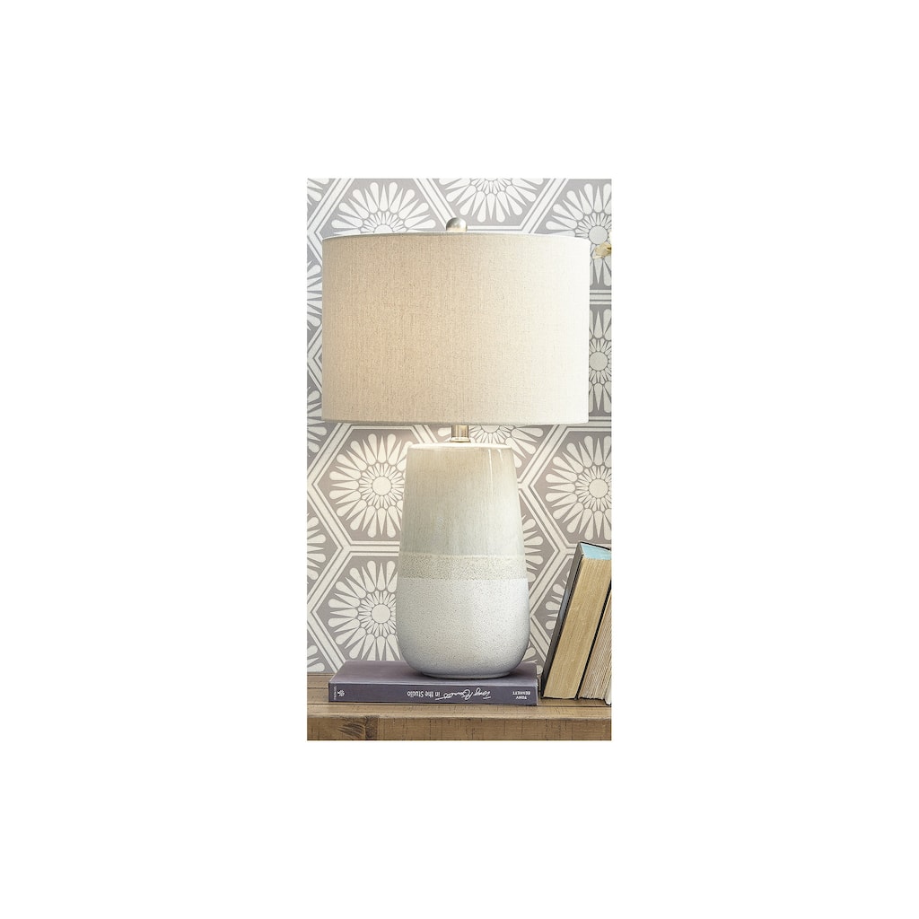 Signature Design by Ashley Shavon Beige/White Table Lamp - 15.38" W x 15.38" D x 26" H