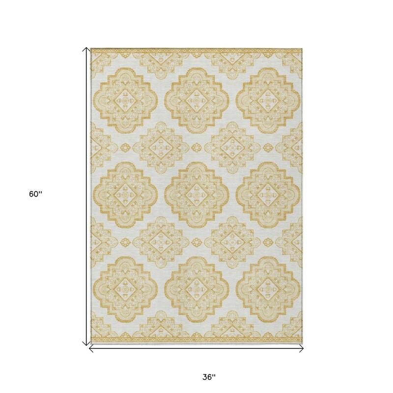HomeRoots Medallion Transitional Rectangle Outdoor Rug
