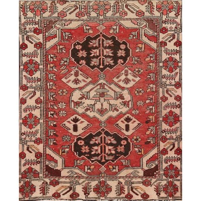 Hand Knotted Oriental 100% Wool Carpet Traditional Medallion Oranges & Rust Bakhtiari Area Rug - 6' 1'' X 4' 11''