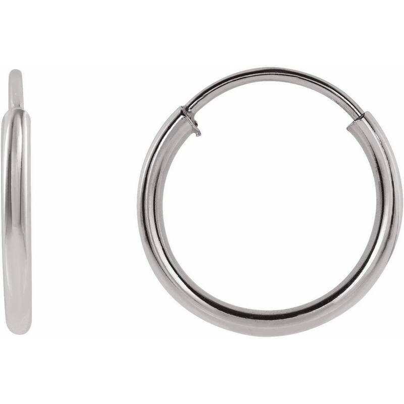 Curata 14k White Gold 10x1mm Polished Endless Flexible Tube Hoop Earrings