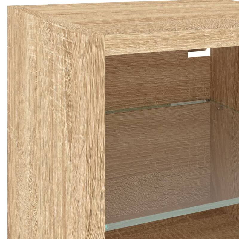 vidaXL TV Wall Cabinet Sonoma oak Engineered wood, tempered glass - 11.2 x 11.8 x 11.8 in