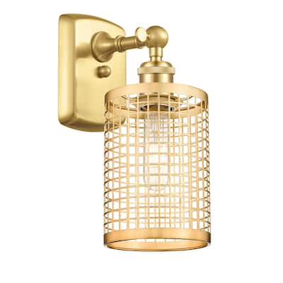Innovations Lighting Nestbrook - 1 Light 18" Wall-Mounted Sconce - Satin Gold Finish - Satin Gold Metal Shade