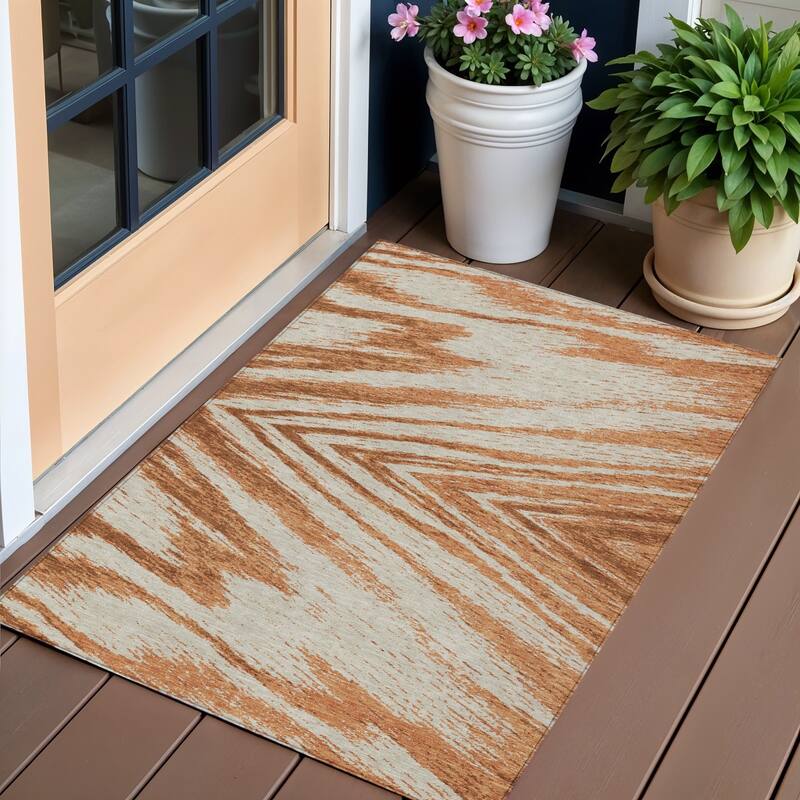 HomeRoots Abstract Transitional Rectangle Outdoor Rug - 3' x 5'