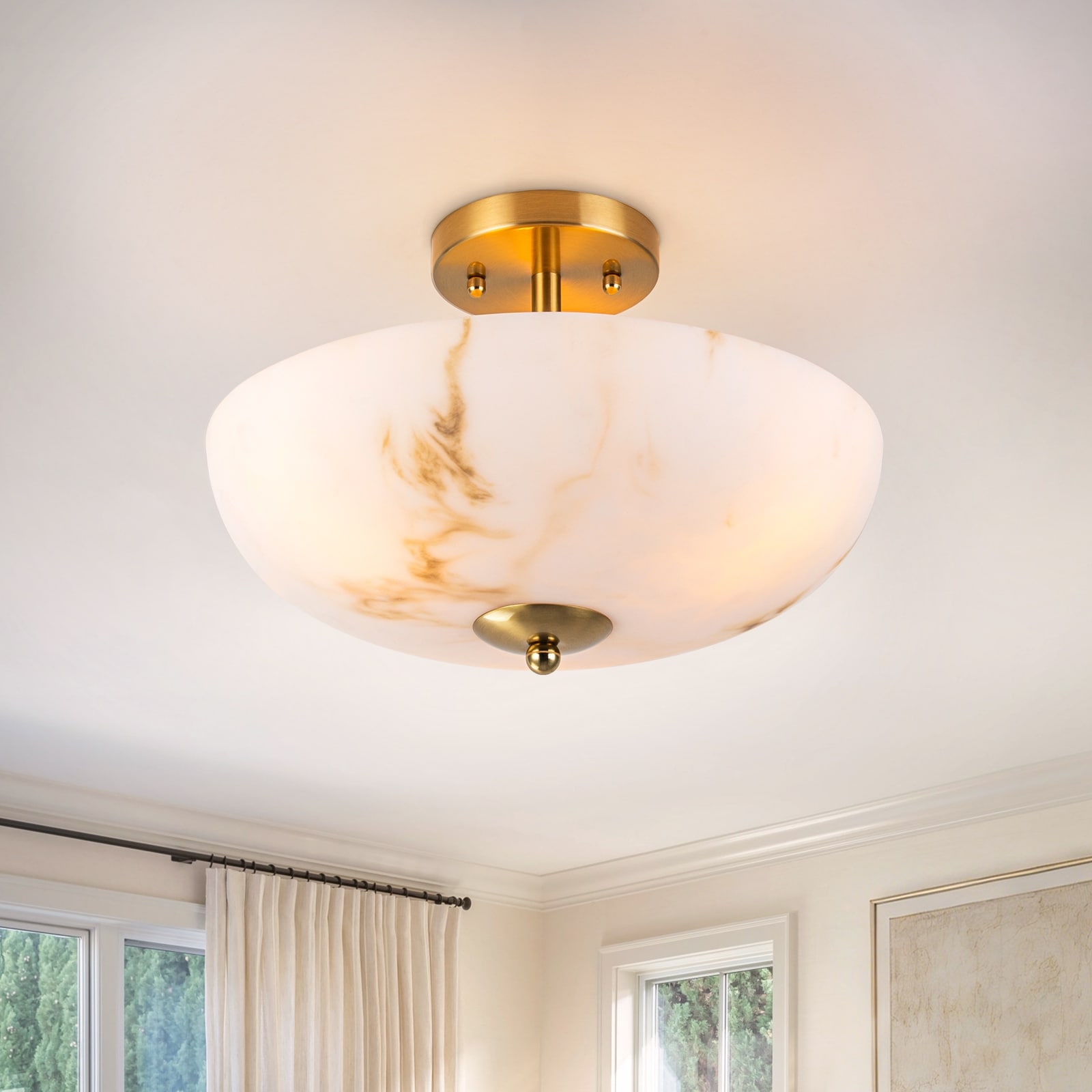 Modern 3-Light Cone Flush Mount Ceiling Light - Brass