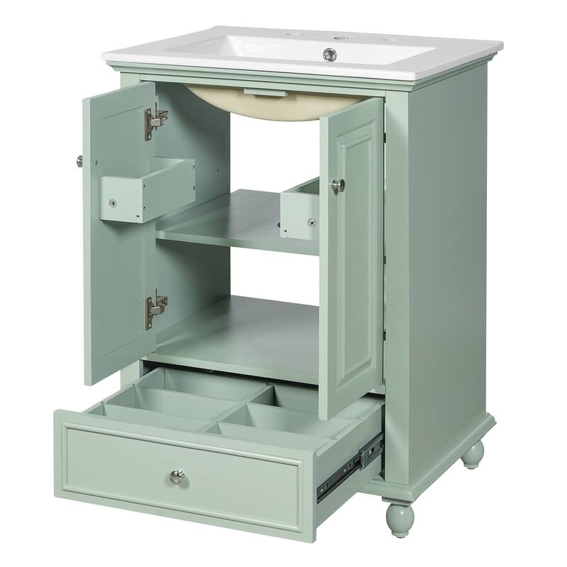 Soft Closing Doors Bathroom Vanity Cabinet with Ceramic Sink