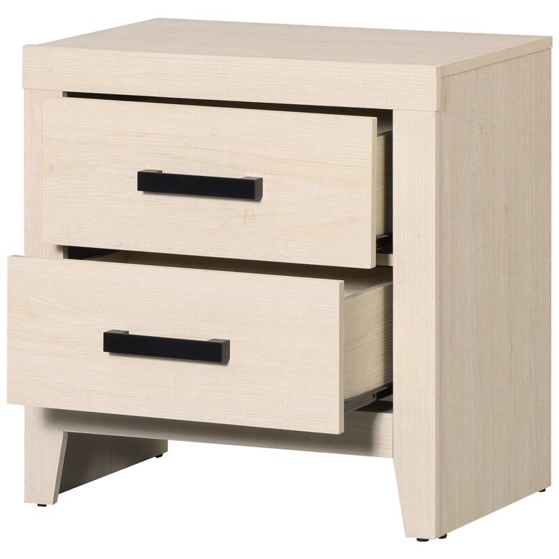 WAMPAT Farmhouse End Table with 2 Storage Drawers - Rustic Brown Accent Table for Bedroom & Living Room