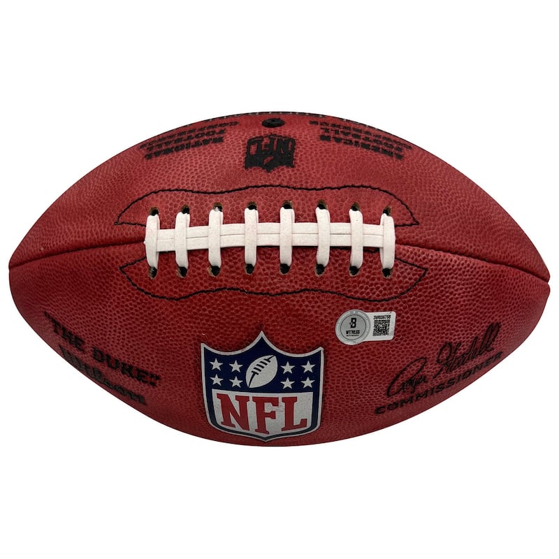 Chris Jones Autographed Kansas City Chiefs Signed NFL Authentic Duke Game Football Beckett COA - 8' x 11'