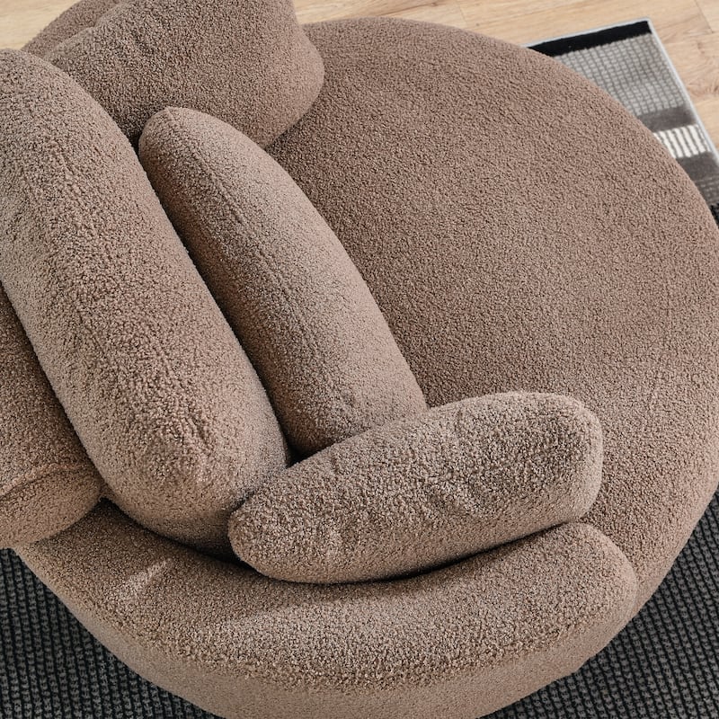 Oversized Swivel Cuddle Barrel Chair with moon storage ottoman