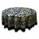 preview thumbnail 20 of 24, Cotton Sweet French Country Floral Tablecloth Round, Runner 72-inch Round - Black Blue