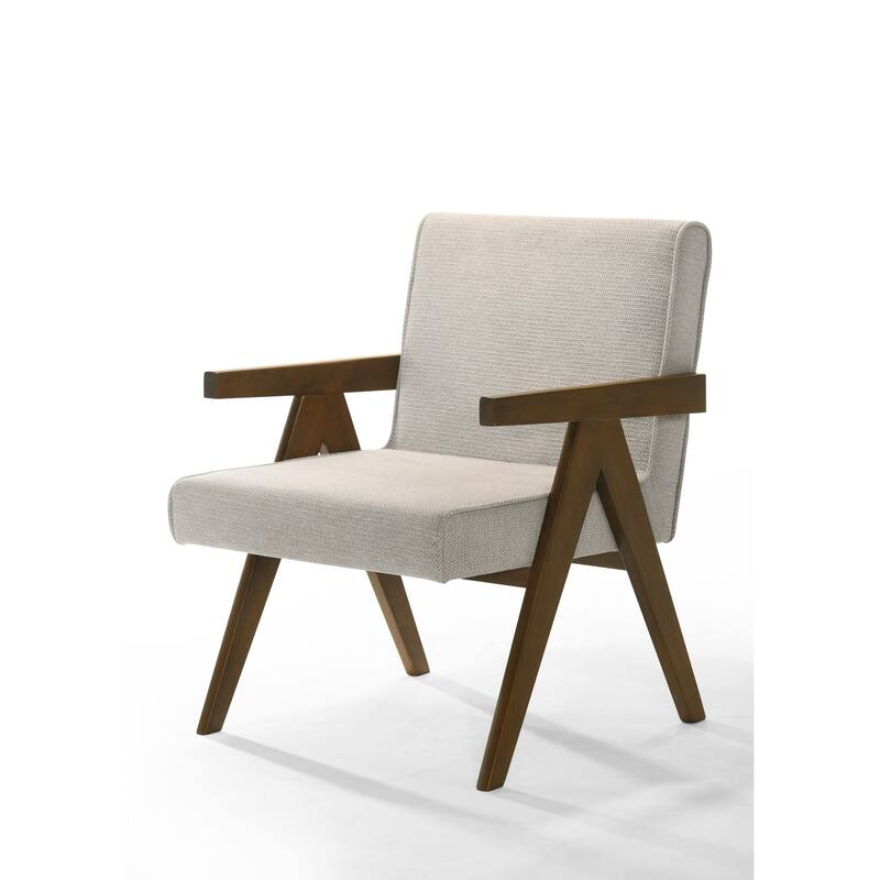 Modrest Joseline Modern Beige Fabric & Walnut Accent Chair (Set of 2)