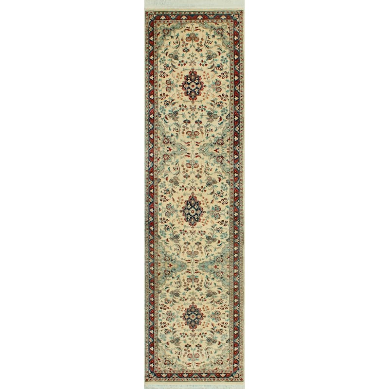 Pak-Persian Qssim Ivory/Navy Runner - 2'6" x 10'1"