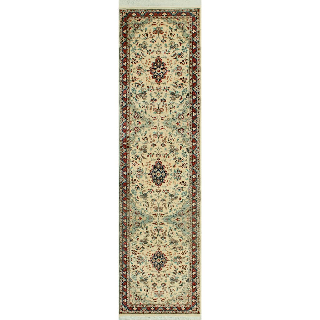 Pak-Persian Qssim Ivory/Navy Runner - 2'6" x 10'1"