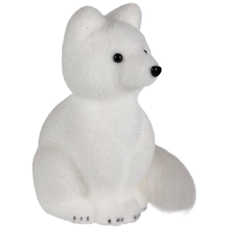 Sitting Artic Fox Pup Christmas Figurine - 7.5"