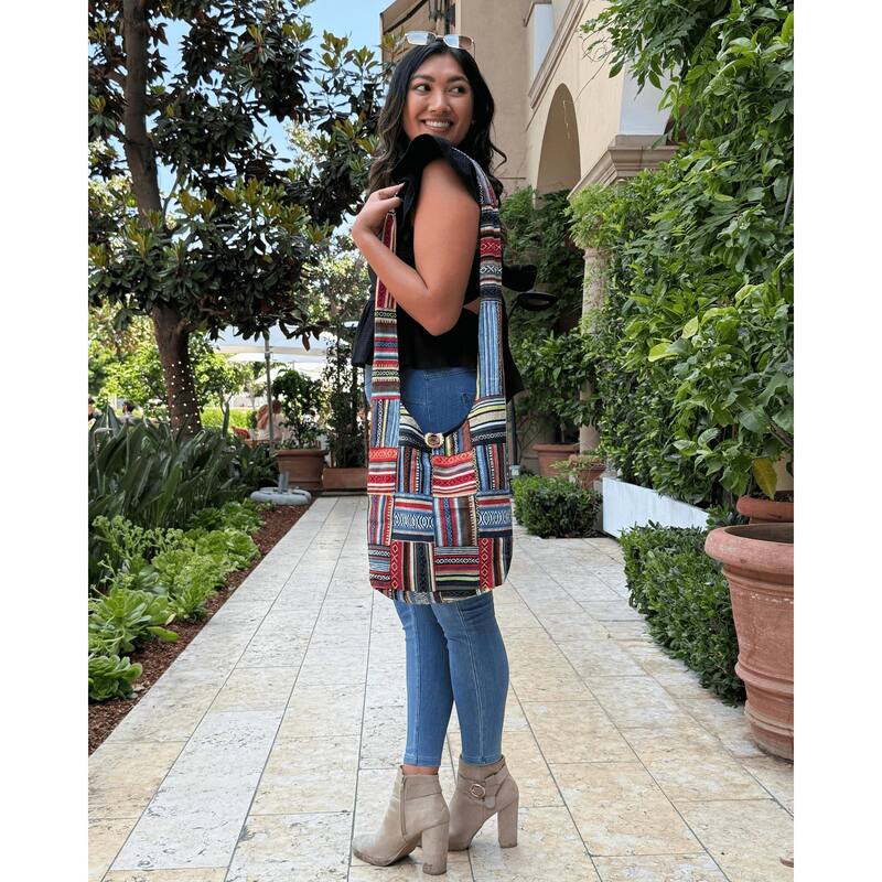 Kathmandu Collection Patchwork Striped Hobo Bag