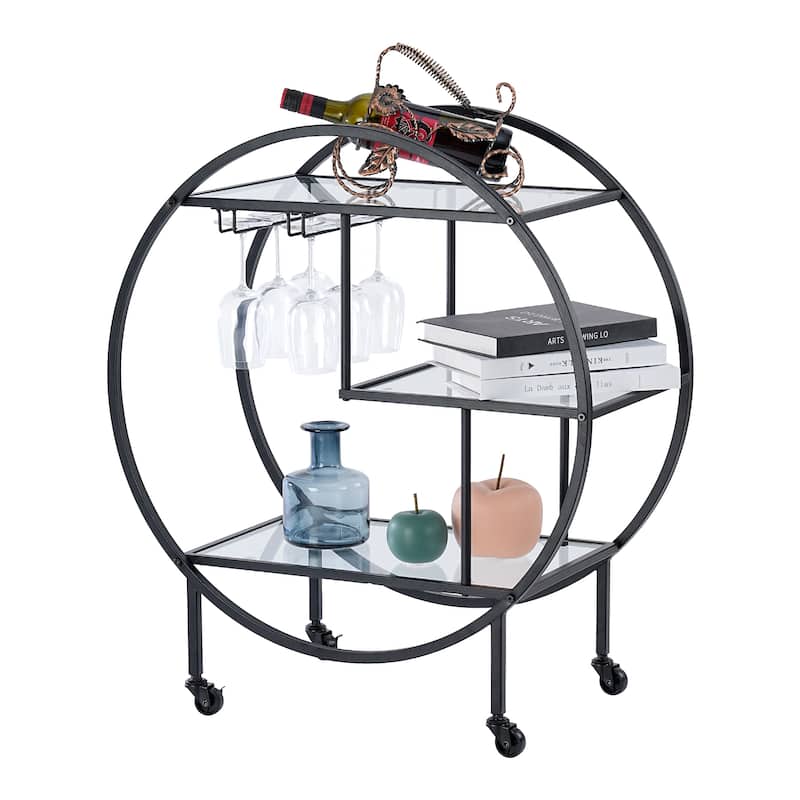 Mobile Bar Cart Drink Cabinet - Sleek and Stylish Home & Food Accessories Display