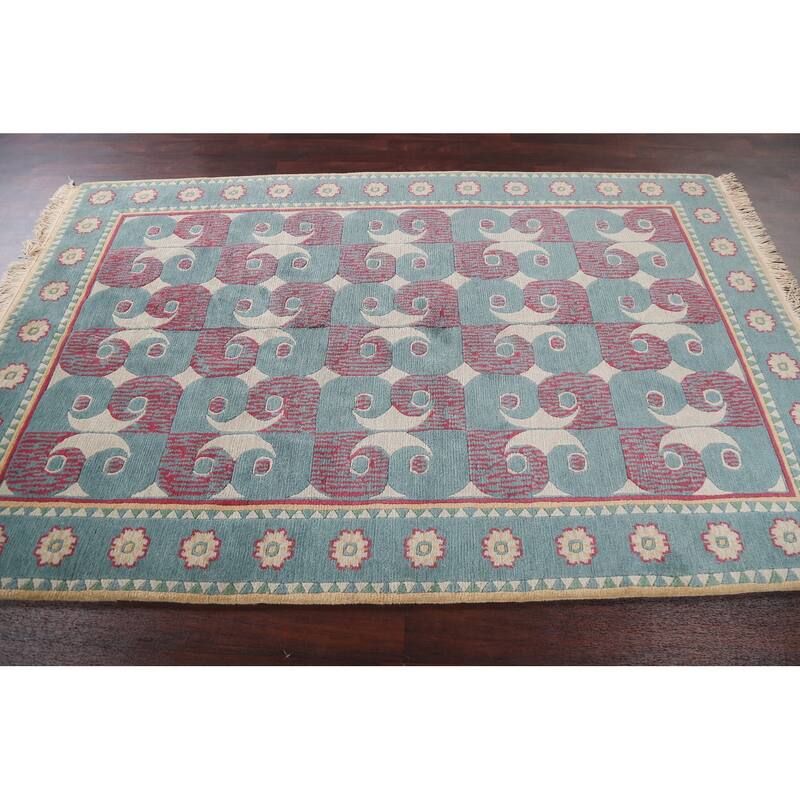 Vegetable Dye Nepalese Area Rug Hand-knotted Oriental Wool Carpet - 5'2" x 8'0"