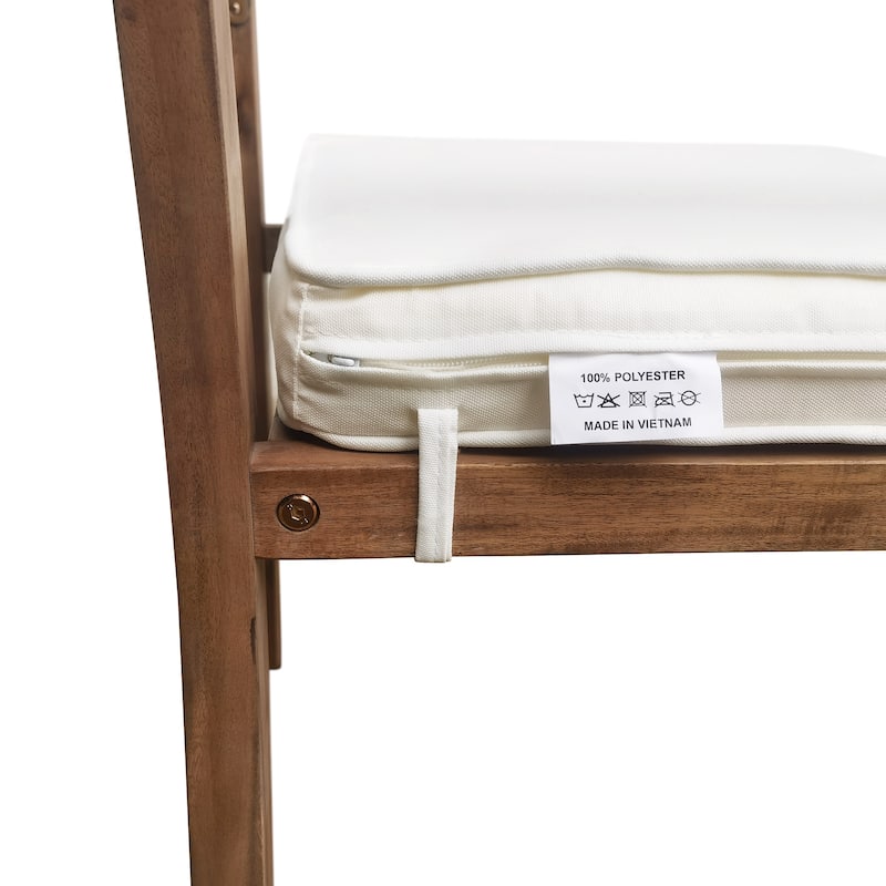 7 Pieces Acacia Wood Outdoor Dining Set with Cushions,Modern 6 Chairs and 1 Large Table, Dining Furniture Set