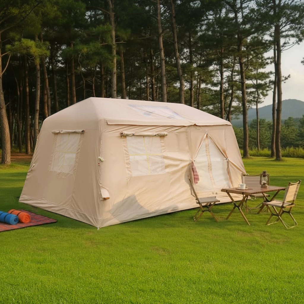 11m² Inflatable Tents for Camping, Blow Up Tent with Hand Pump, Easy Setup InflatableTent 4 Season Tent