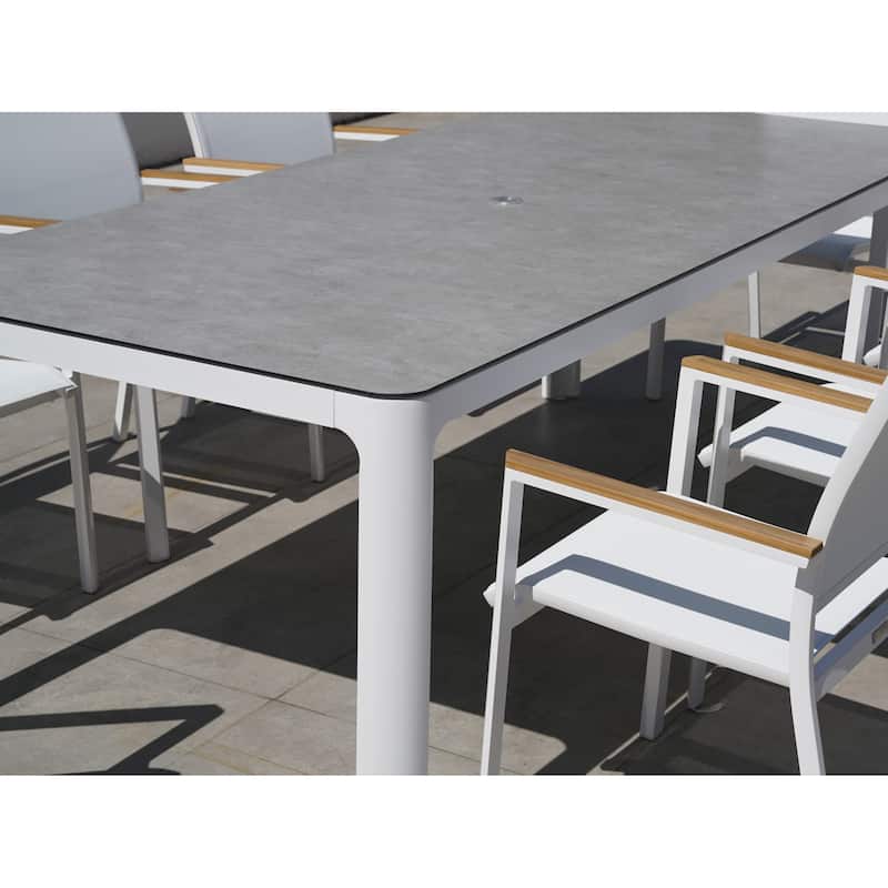 Amanti White 7-Piece Aluminum Outdoor Dining Set with Sling Set in White - N/A
