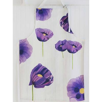 Handmade Purple Poppies on Snow Apron (United Kingdom)