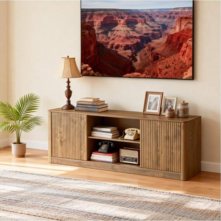 63 Inches TV Stand, Farmhouse Entertainment Center for Living Room